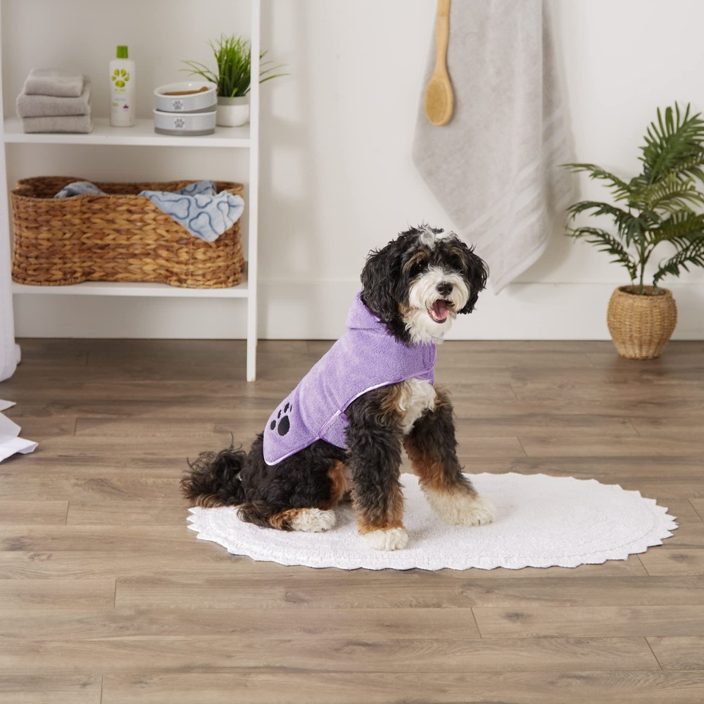 Pet Robe Collection, Embroidered Absorbent Microfiber Bath Robe with Adjustab...