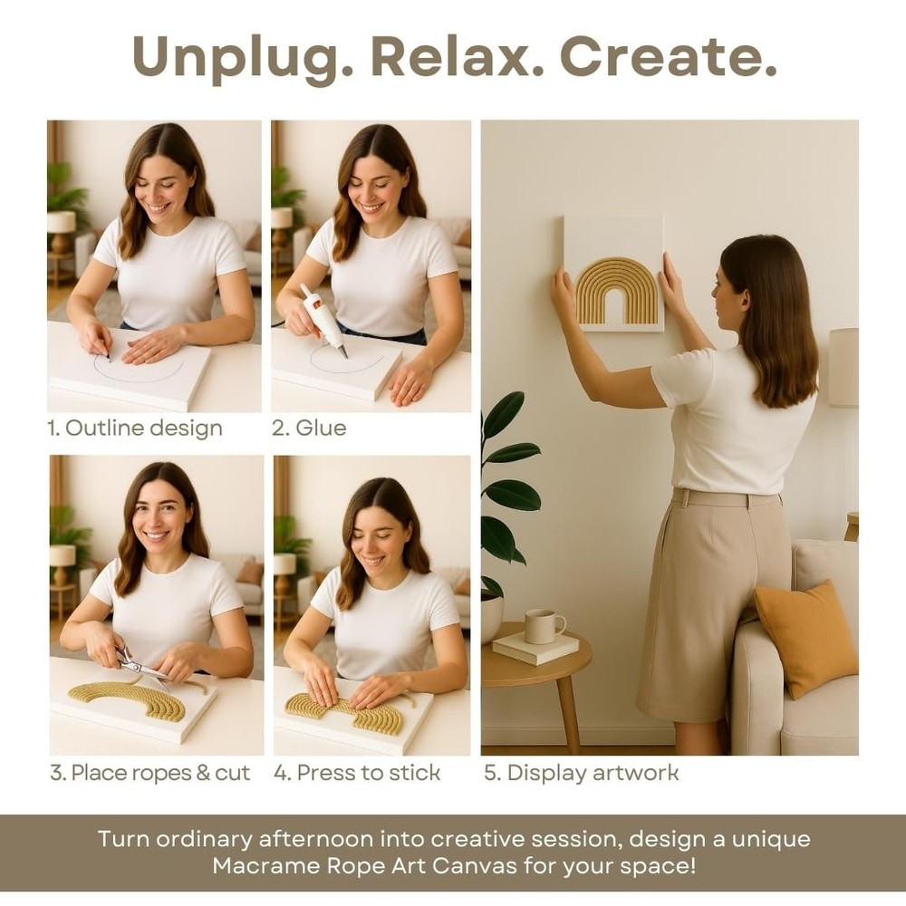 DIY Rope Canvas Kit for Beginners - Complete Macrame Ropes Supplies & Tools |...