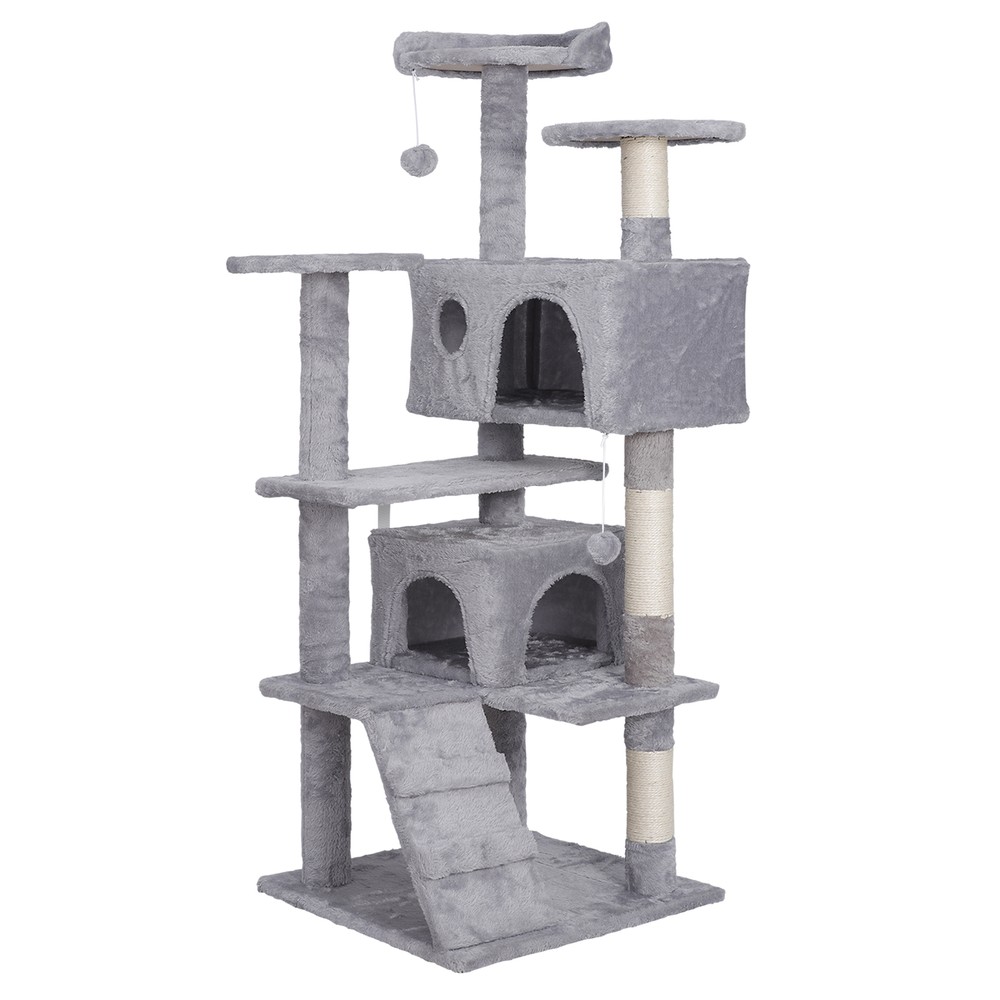 55" Cat Tree Multi Level Tower Condo Activity Center Scrathching Post Light Grey