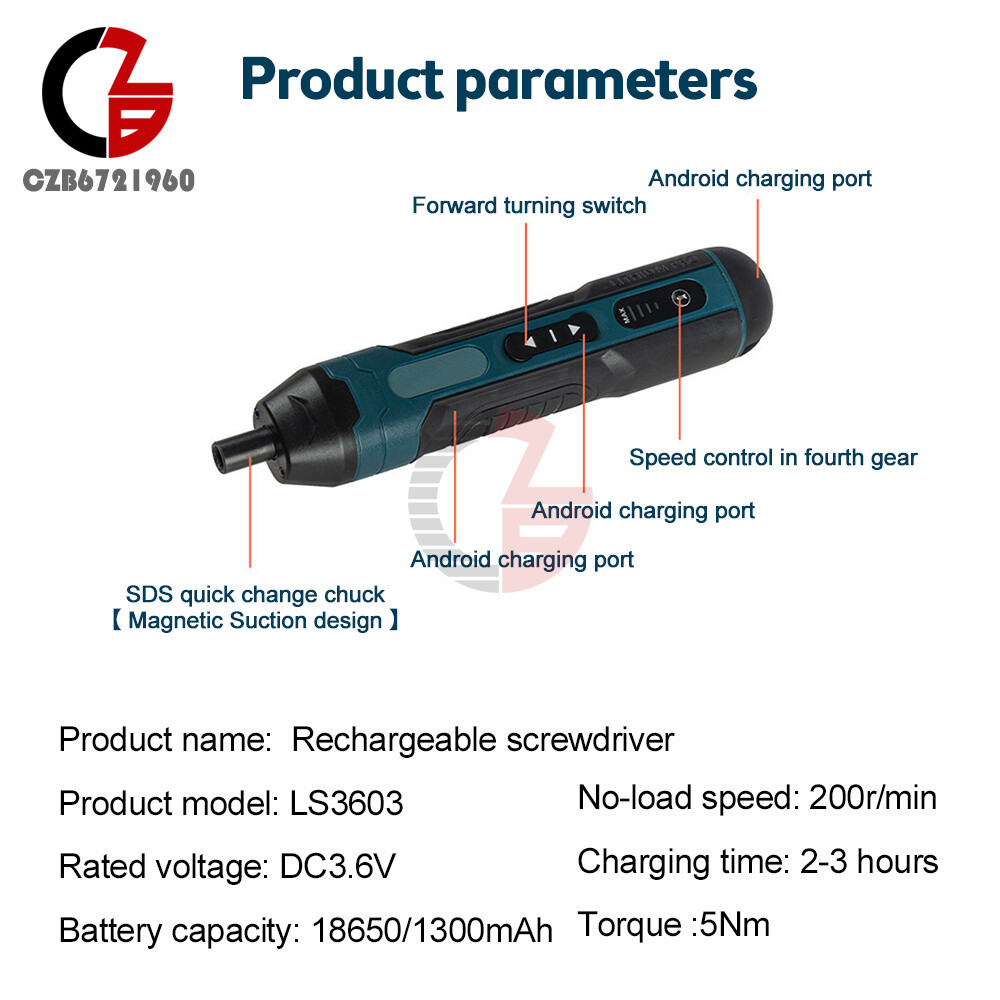 Cordless Electric Screwdriver Rechargeable Drill Mini Torque Adjustment Power