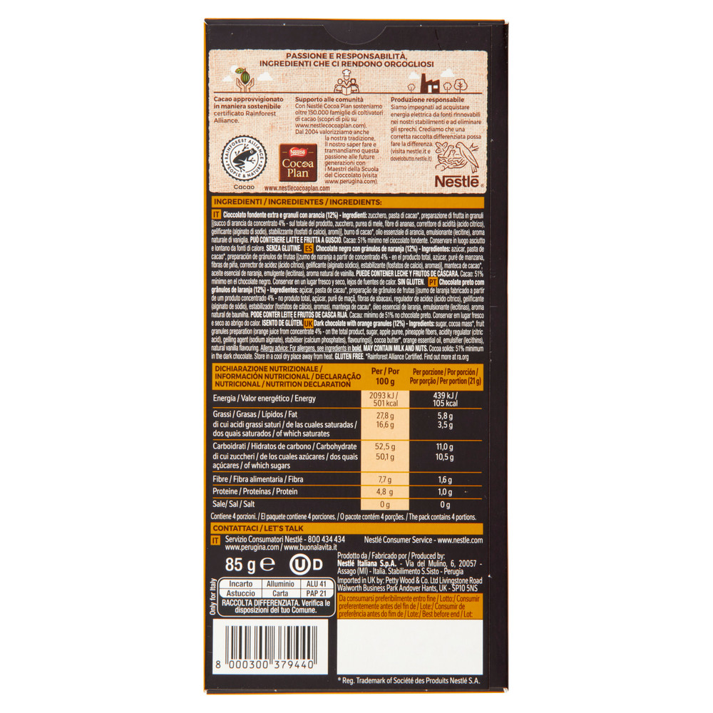 Dark Black Extra Orange Grave Dark Chocolate Tablet | 2,9 Oz /85 Gr