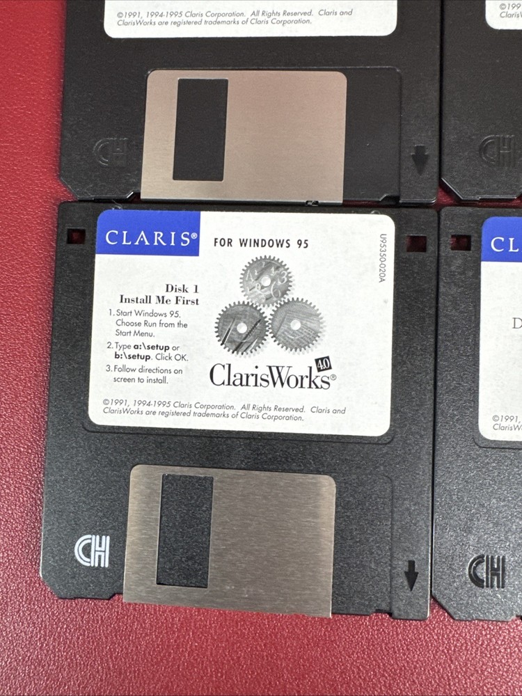 ClarisWorks Windows 3.5” Floppy Disk Complete Set Disks 1-6