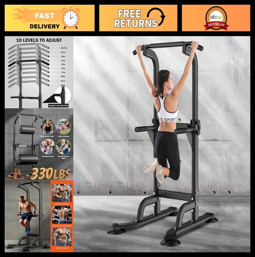 Adjustable Power Tower Dip Station & Pull Up Bar for Home Gym Strength Training
