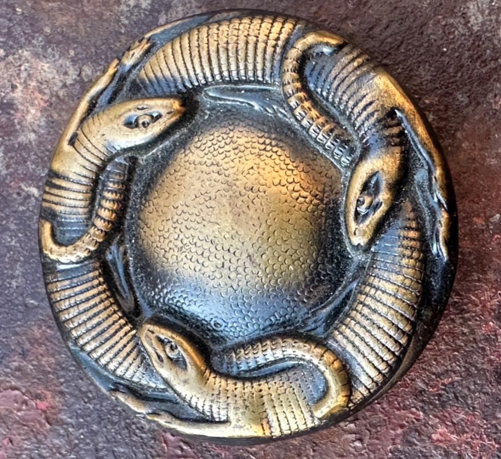 Antique Button Brass Toned Reptile Shank Button