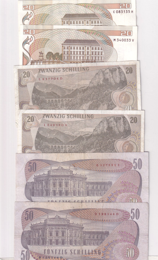 Austria 1970s 6 Note Set
