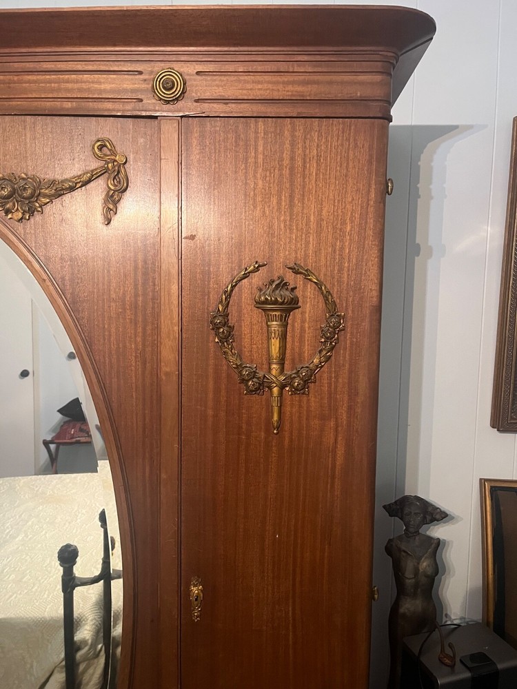 French provincial antique armoire and side table
