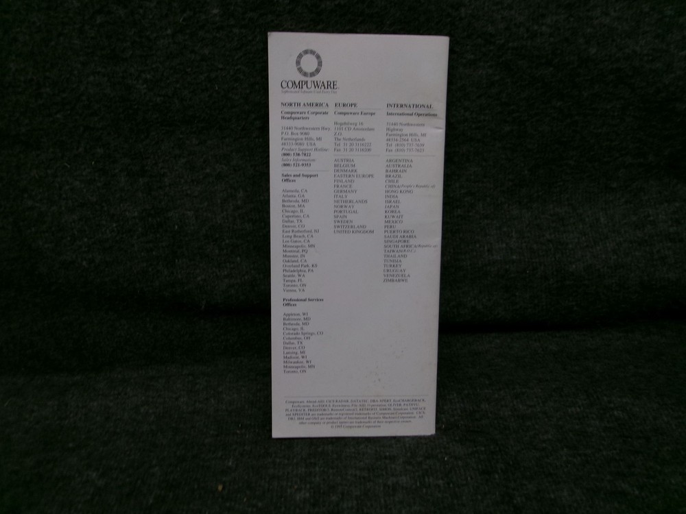 Compuware COBOL Quick Reference Guide Release 6.3 1996 Pamphlet Manual Vintage