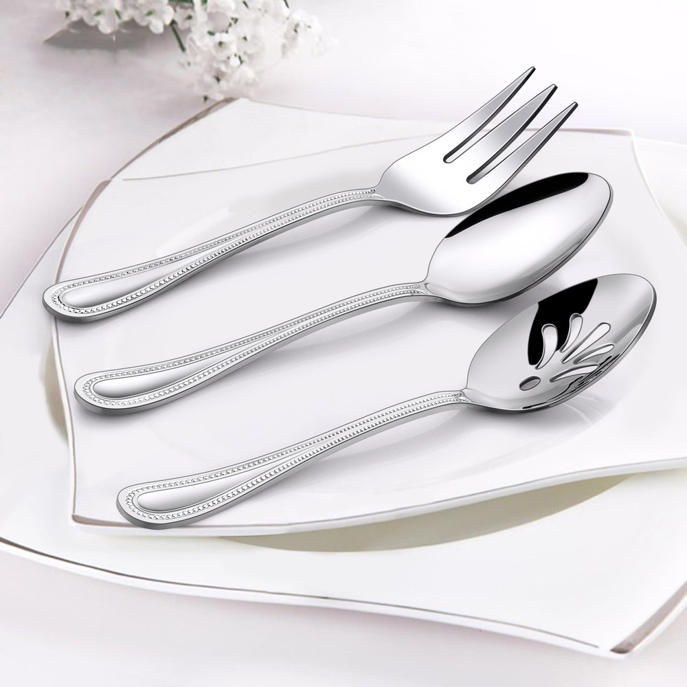HaWare 6 Pieces Serving Set, Stainless Steel Silverware Serving Utensils, Pearle