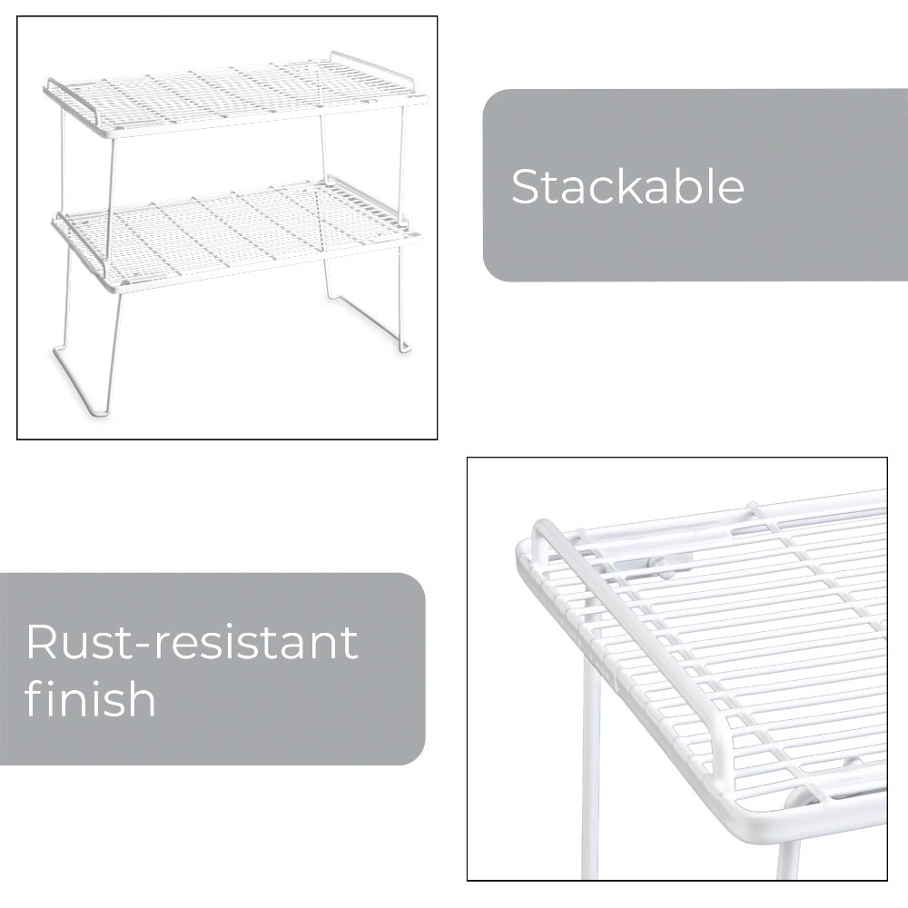 Folding White Wire Shelf - Kitchen, Pantry Organizer - White Wire