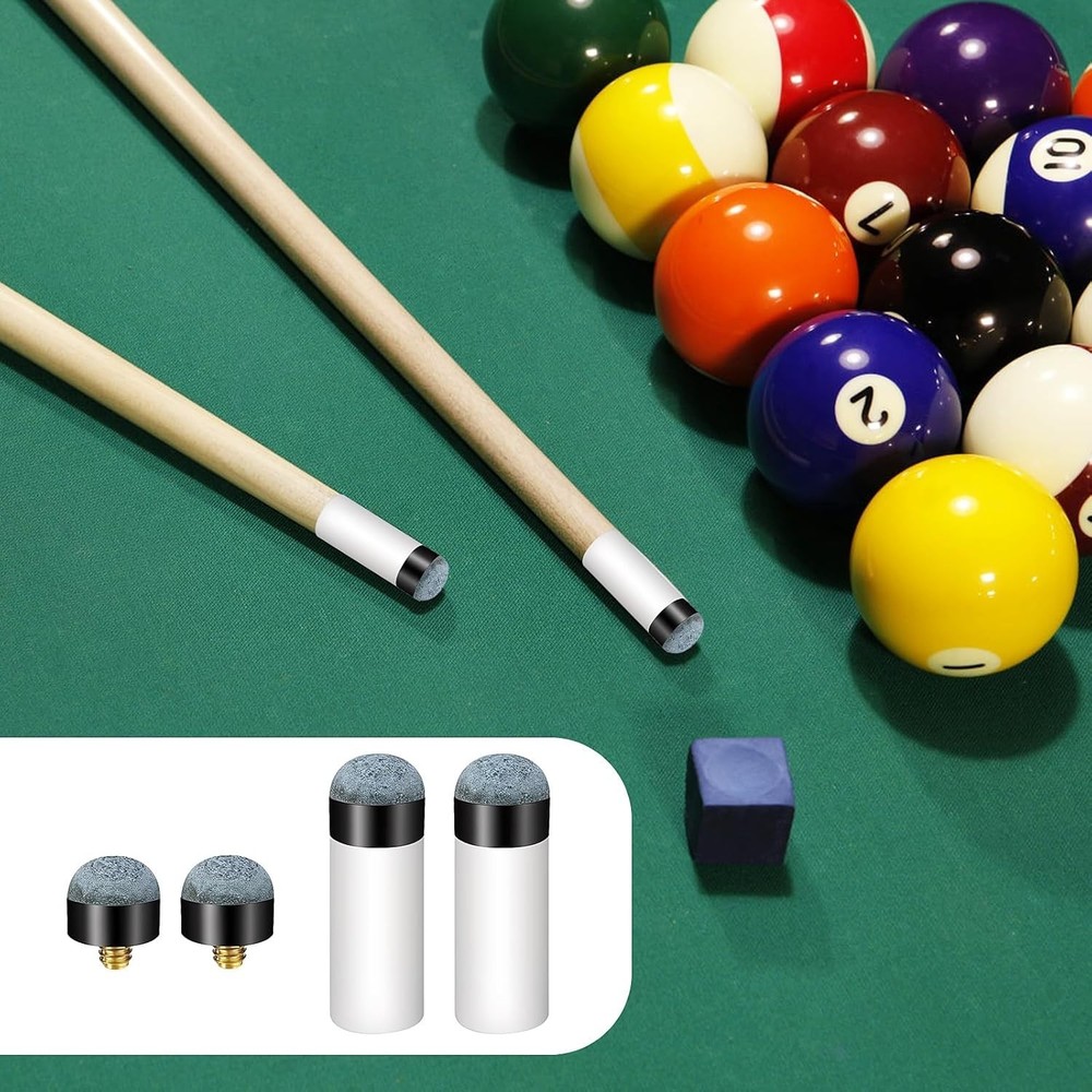 Universal Fit 10pc Pool Cue Tips Set with Durable Leather & Plastic Ferrules