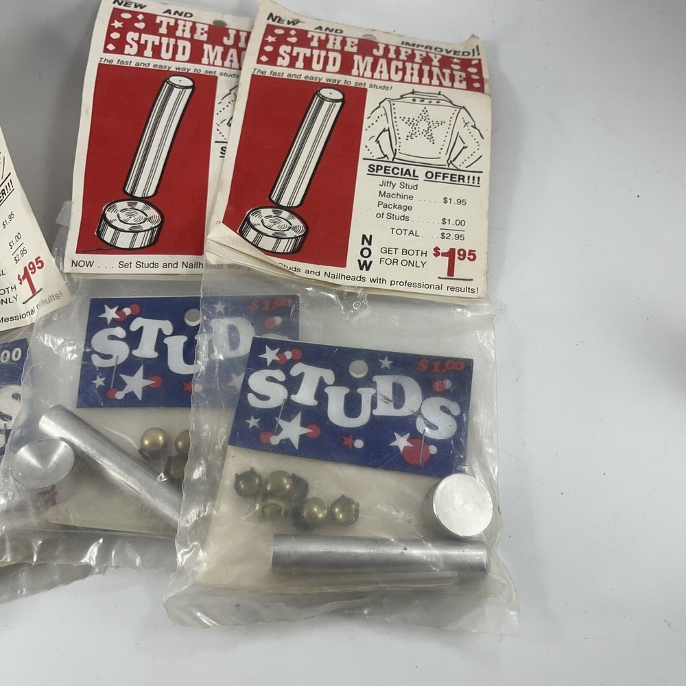 4 Packages of THE JIFFY STUD Machine and Studs