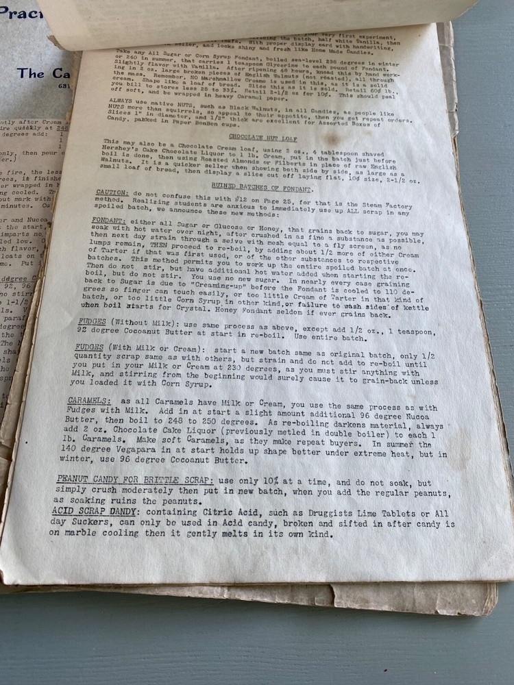 Antique PRACTICAL CANDY MAKING The Capitol Candy School Lessons Recipes Vintage