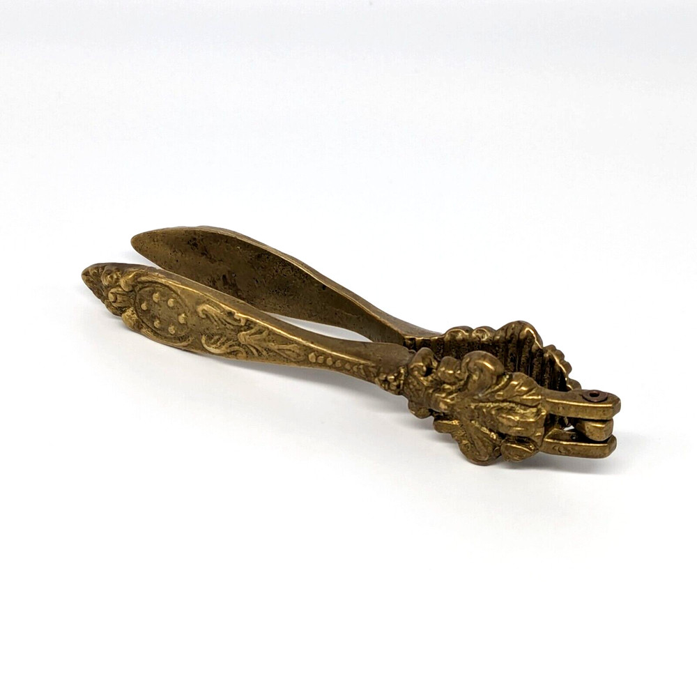 Brass Nutcracker Fleur de Lys Embossed Ornate Cast Floral Hollywood Regency