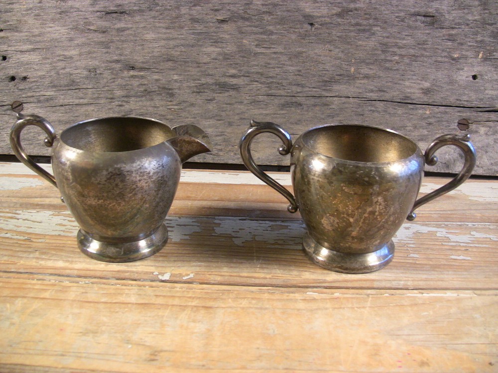 Vintage Silverplate Creamer Sugar Bowl ART S CO Elegant Rustic Tableware #2/3