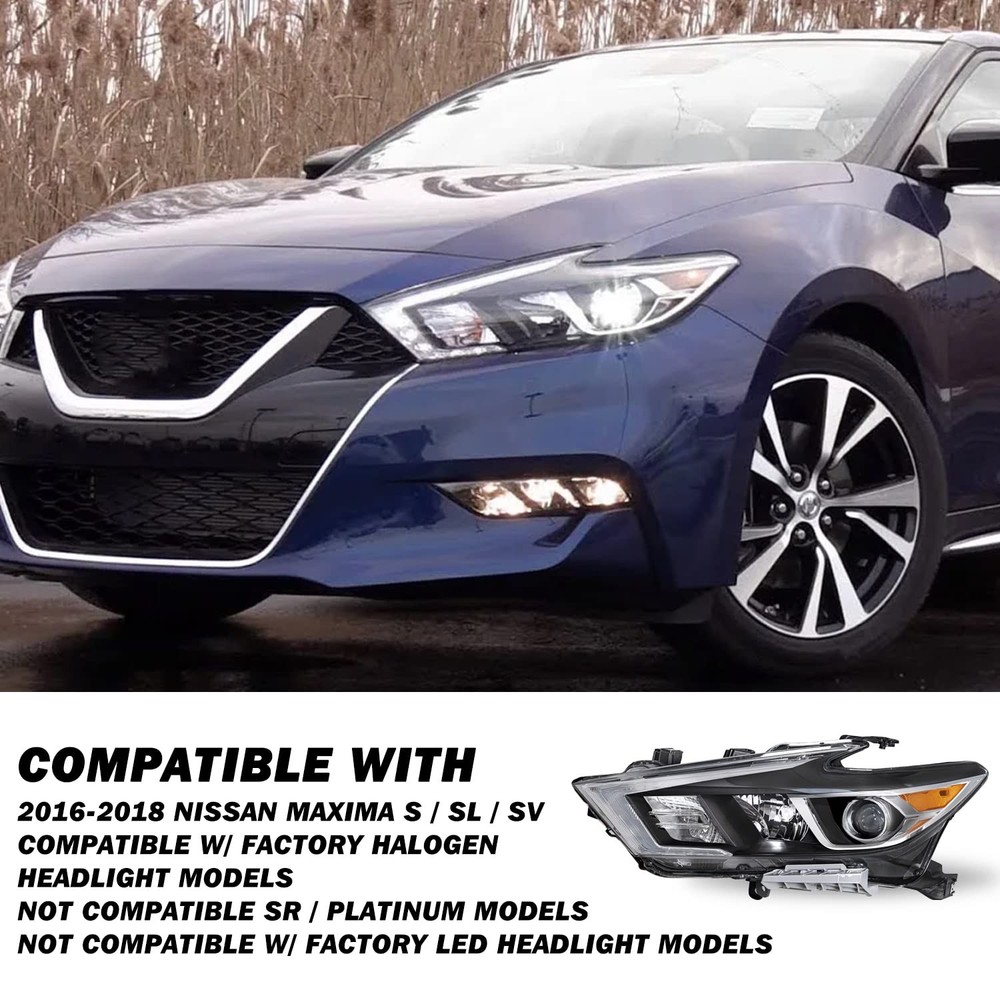 Headlight Assembly for 2016-2018 Maxima w/LED DRL Projector OE Style Left Side