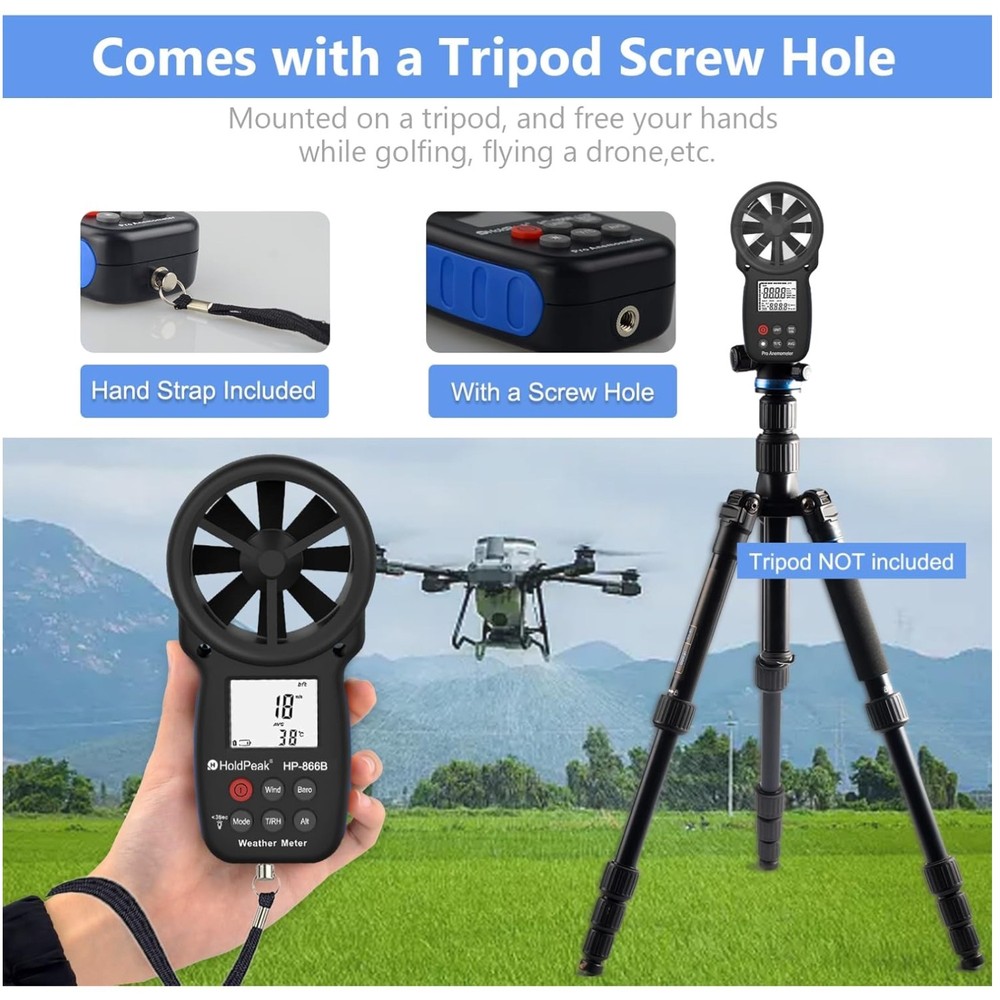 Professional Handheld Wind Speed Meter - HoldPeak 866B