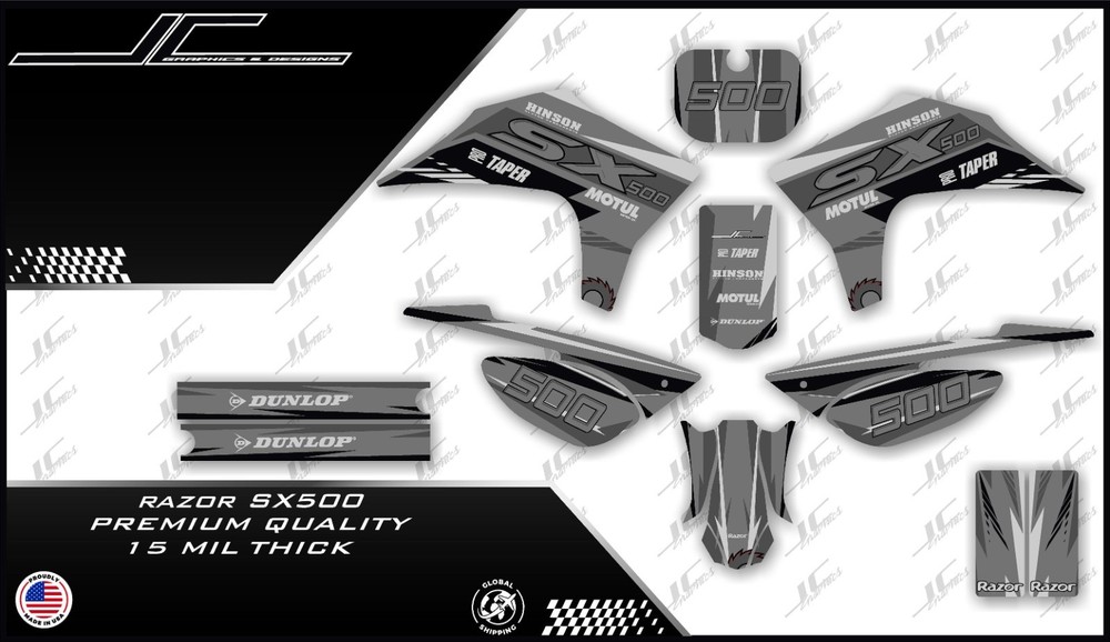 Razor SX500 graphics kit decals THICK AND HIGH GLOSS