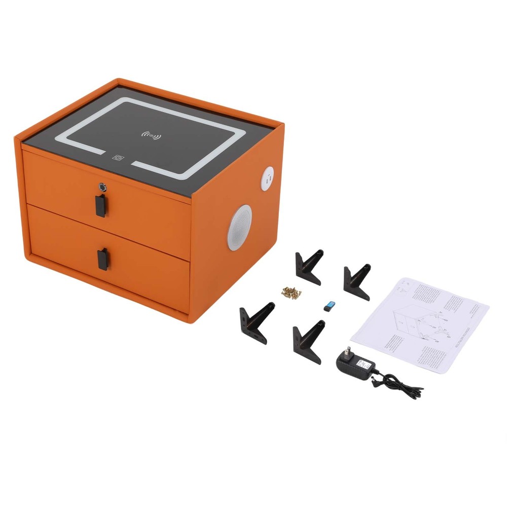 Bluetooth Speaker Smart Bedside Table with 3Color Light, USB & Wireless Charging