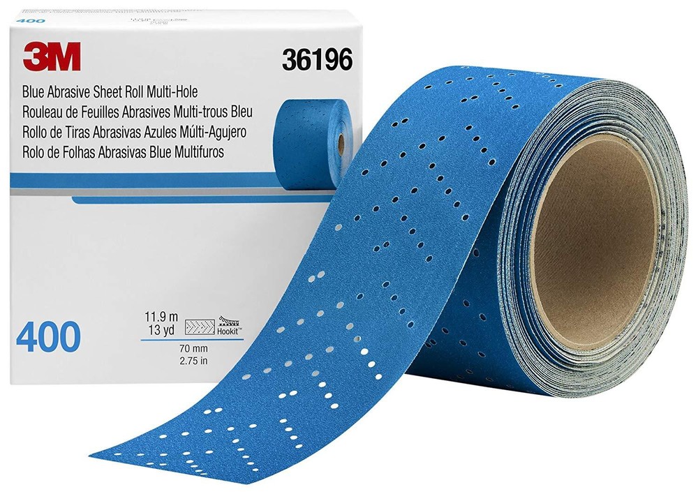 3M 36196 Hookit Blue Abrasive Sheet Roll 2.75"x13 Yard, 400 Grade