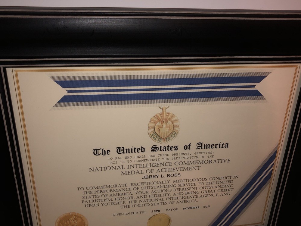 NSA - NATIONAL INTELLIGENCE COMMEMORATIVE ACHIEVEMENT MEDAL CERTIFICATE Type-1