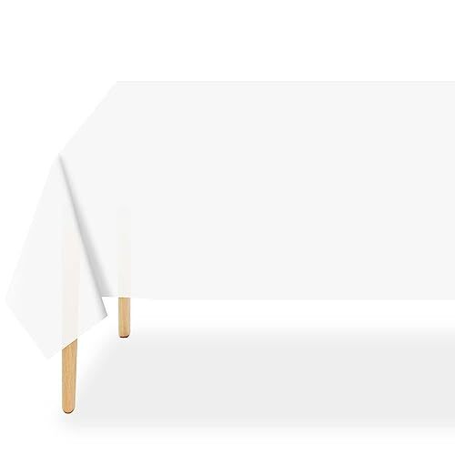 White Plastic Tablecloth Disposable Table Covers White Table 3 Pack A2 White