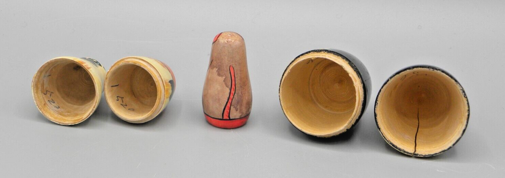 Vintage Russian Nesting Cat Figure Doll Matrushka w Mouse