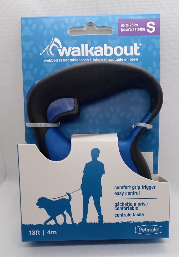 Petmate Walkabout Blue Plastic Retractable Dog Leash 13 ft W 25 lb