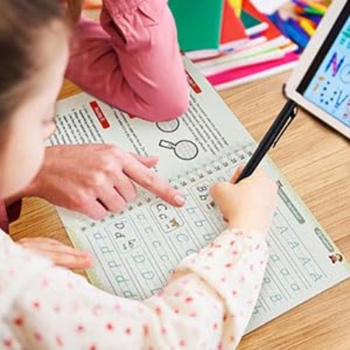 4 Pack Magic Grooved Writing Practice Books,Reusable Grooved Handwriting Work...