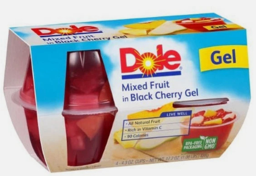 Dole Fruit Bowls Mixed Fruit in Black Cherry Gel, 4.3 oz Cups 2 Pack