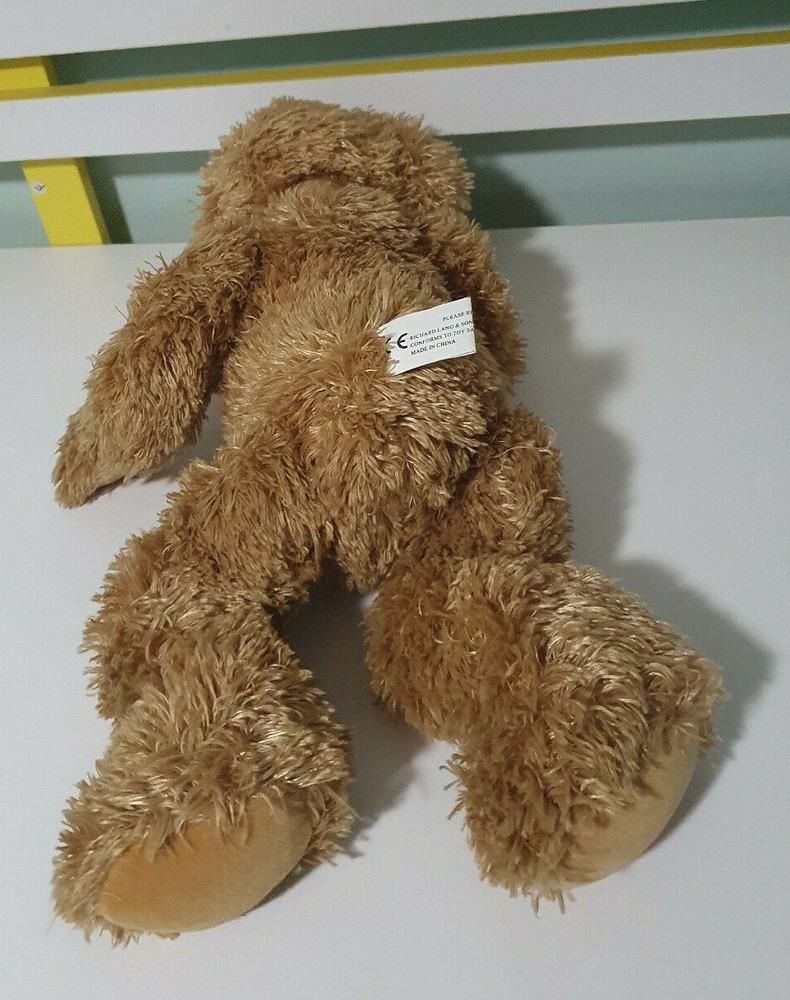 TEDDY BEAR RICHARD LANG TEDDY BEAR PEACH BOW QUITE HEAVY JOINTED
