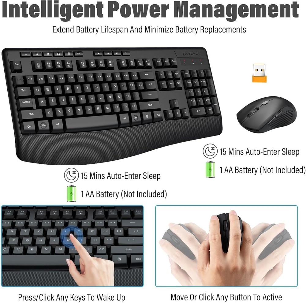 Wireless Keyboard and Mouse Combo,Silent Soft Touch Quiet Keyboard T38-2
