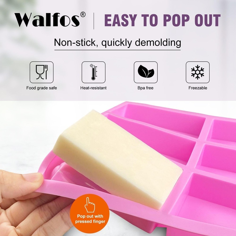3 Pack Silicone Rectangle Soap Molds with 6 Cavities for Baking Soap Making