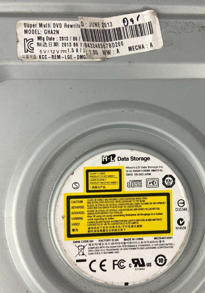 Hitachi LG GHA2N Internal SATA DVD Drive CD Burner