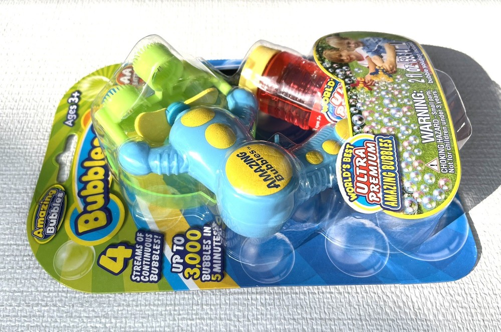 Bubble Gun w/ bubbles & Battery; 3000 Bubbles in 5 Mins! 4 Streams New In Pkg
