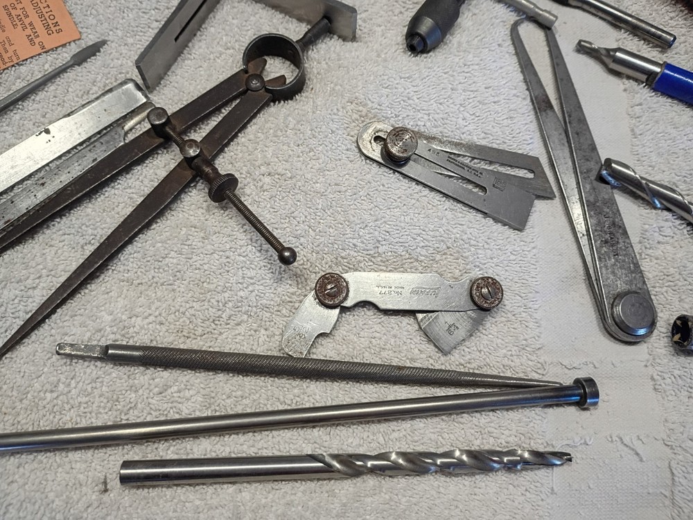 Machinist tool lot vtg assorted bits files blocks gauge metal working