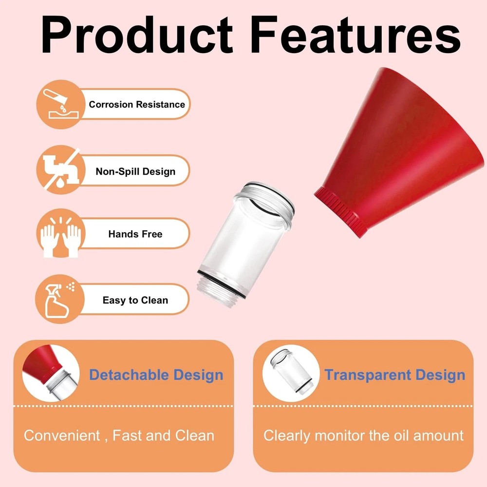 Threaded Oil Funnel with Filter Screen for Toyota, Engine Change Tool Red