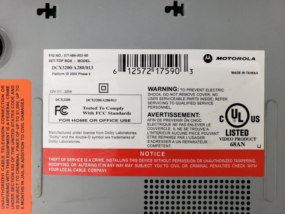Motorola DCX3200/A280/013 Set Top Box
