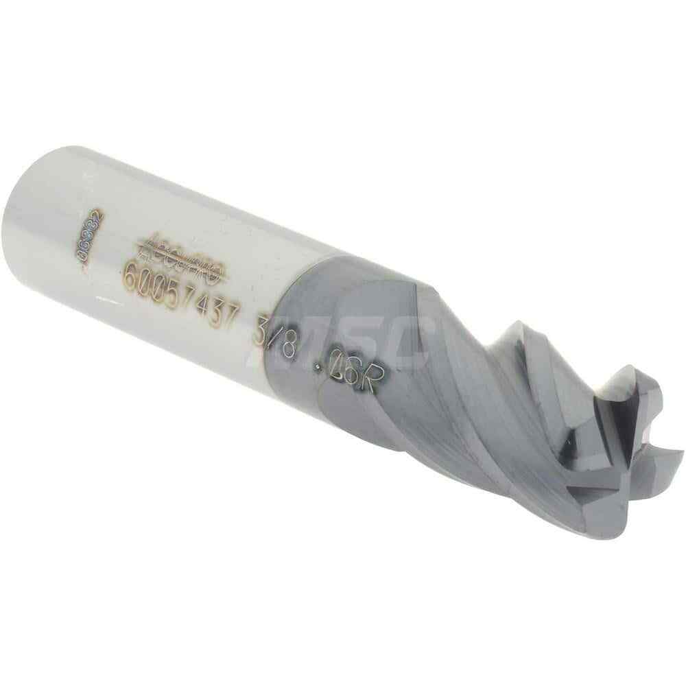 Accupro 3/8" Diam 4 Flute Single End Solid Carbide 0.06" Corner Radius End Mi...