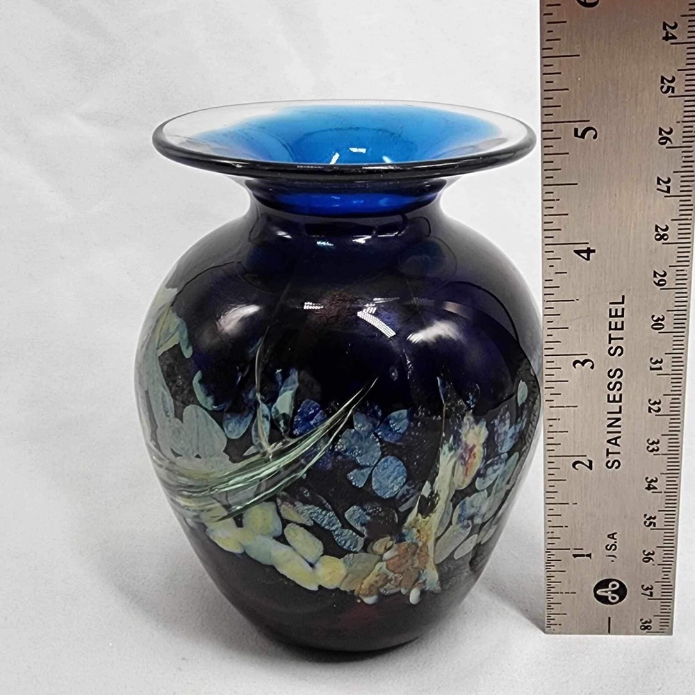 VTG. Hand Blown Layered Glass Blue Shades 5”