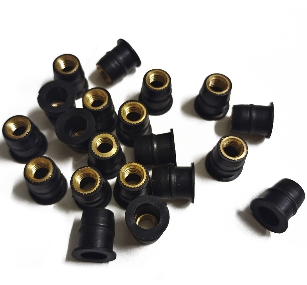 20Pcs M6 Motorcycle Well Nuts Brass Windscreen Windshield Fairing Wellnut Rubber