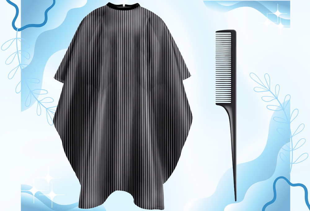 Barber Cape with Combs Polyester Hairdressing Accessories Stripe