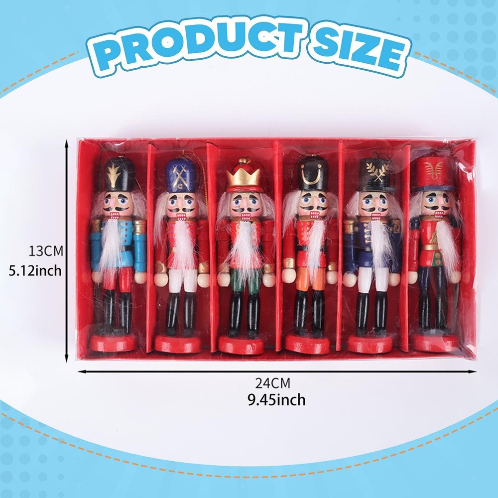 6 Pieces Christmas Nutcracker Ornaments Nutcracker Figures for Shelf Office