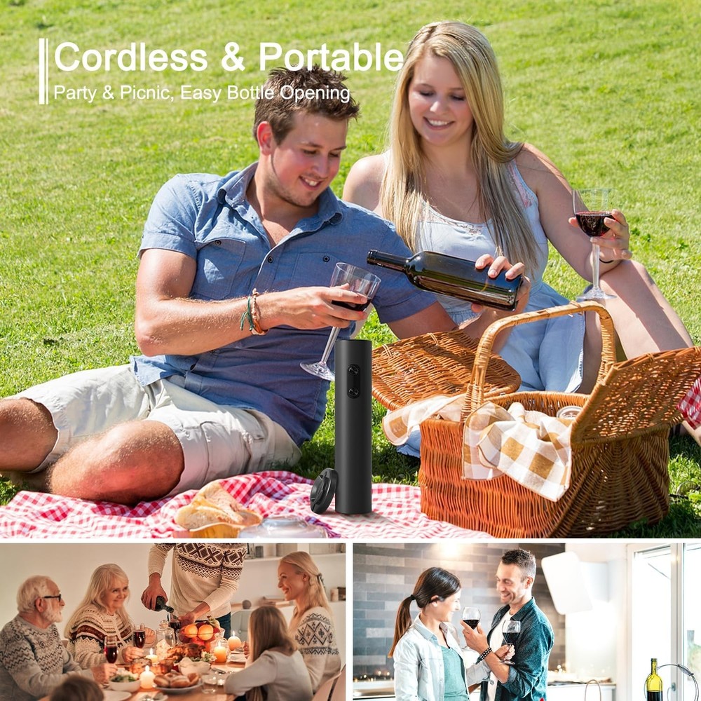 Electric Wine Opener, Battery Operated Bottle Single Black