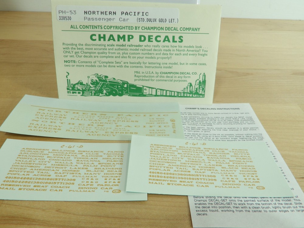 Champ Decals PH-53 Northern Pacific Passenger Car