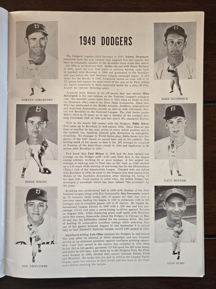 1949 World Series Program New York Yankees vs Brooklyn Dodgers game 2