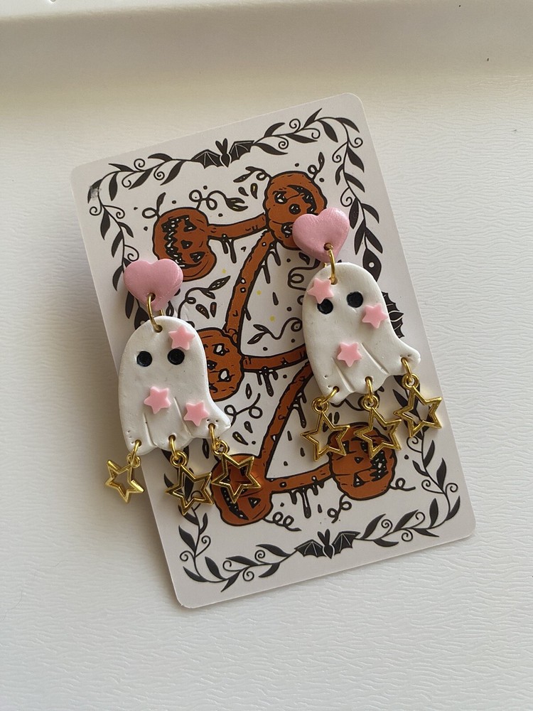 Polymer Clay Earrings/ghost/stars/halloween