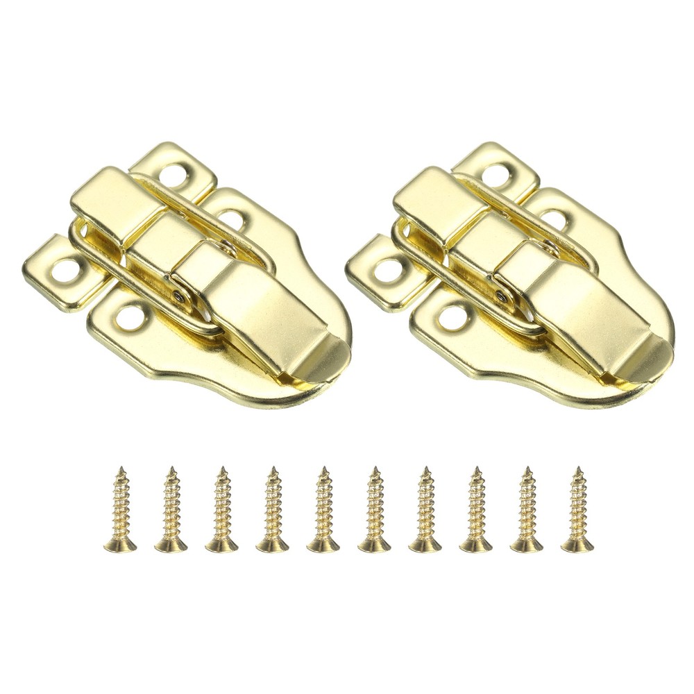 2Pcs Duck-billed Hasp Lock Retro Box Toggle Latch without Padlock Hole Gold