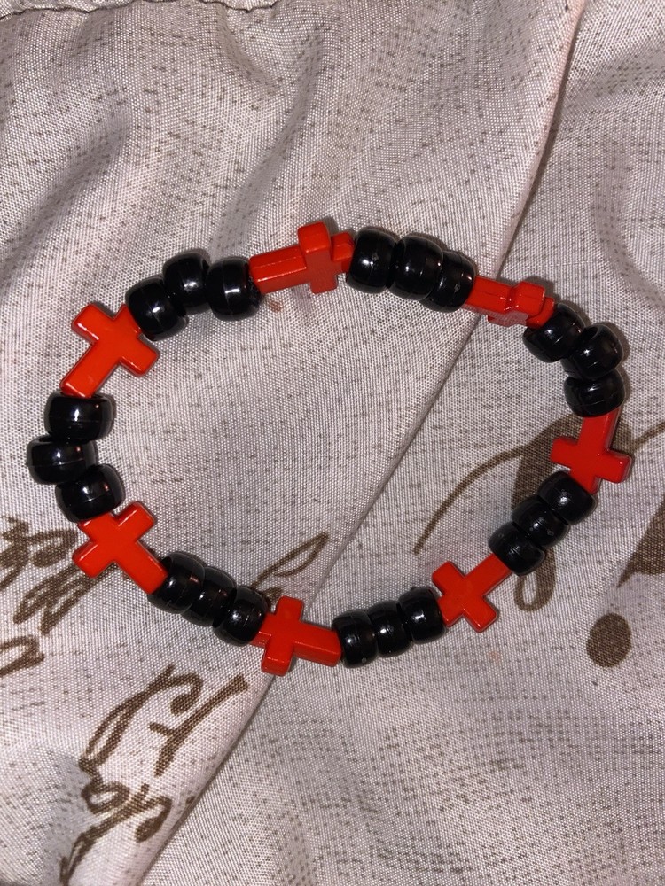 Single Kandi Bracelet With Red Crosses