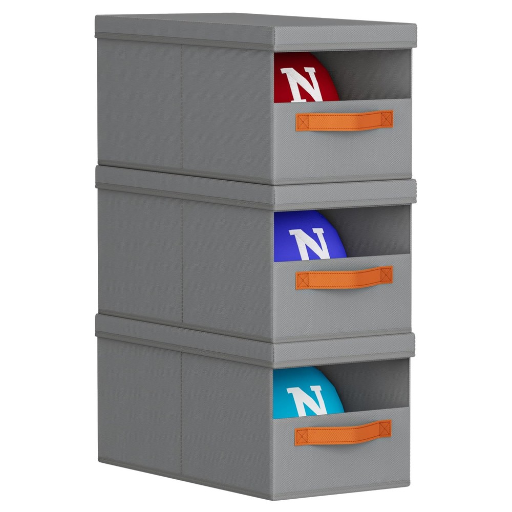 Hat Organizer for Baseball Caps - 3 Pack Stackable Foldable Protective Lids H...