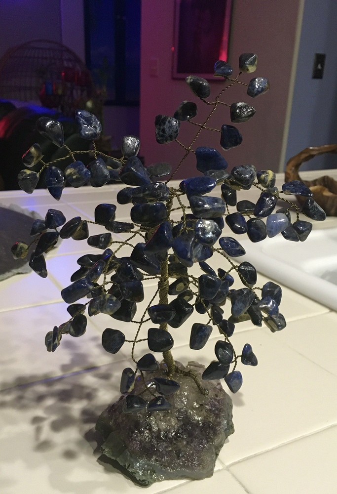 Vintage Copper Wire Tree Blue Stones
